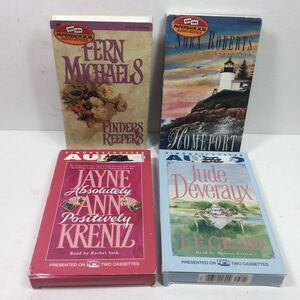 Lot 4 Cassette Audio Books Nora Roberts Michales Krentz Deveraux Romance Thrille
